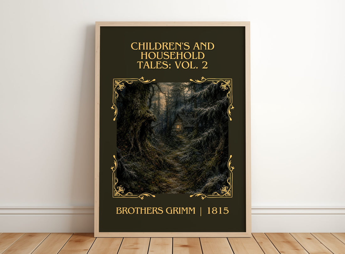 Children'S And Household Tales: Vol. 2 Classic Book Art Print – framed print leaning on a wooden floor