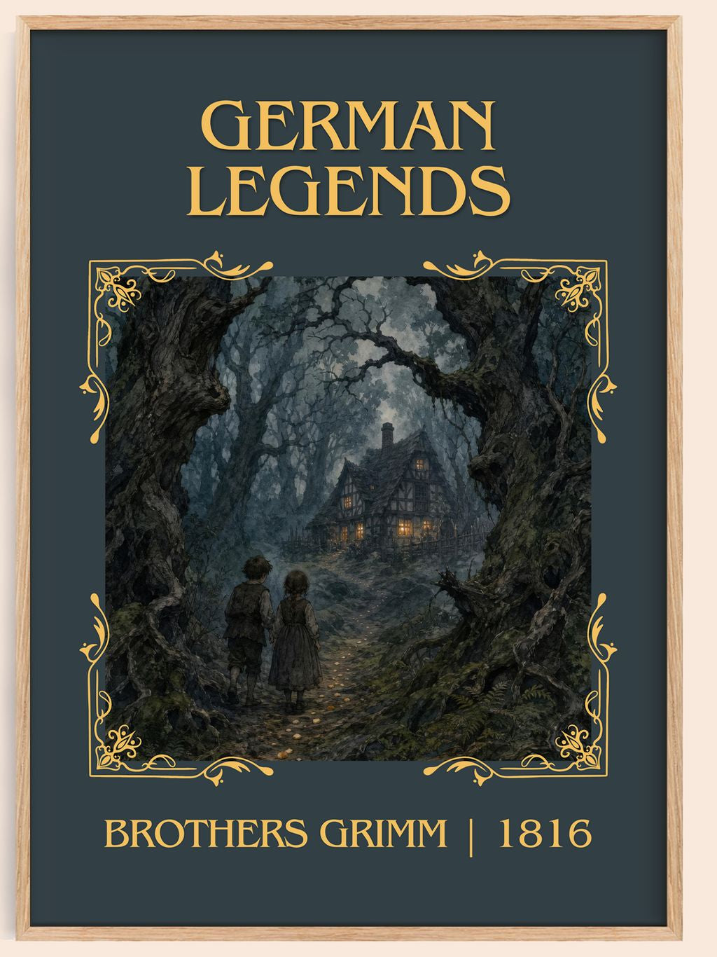 German Legends Classic Book Art Print by Brothers Grimm – book poster