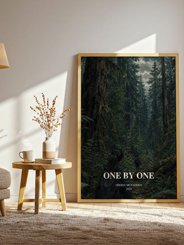 One By One watercolour print in frame leaning in hallway – thriller wall art