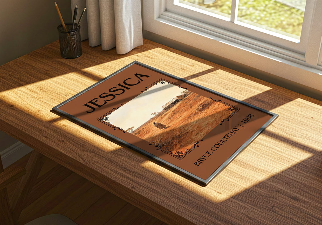 Jessica Classic Book Art Print by Bryce Courtenay – print on a sunlit desk