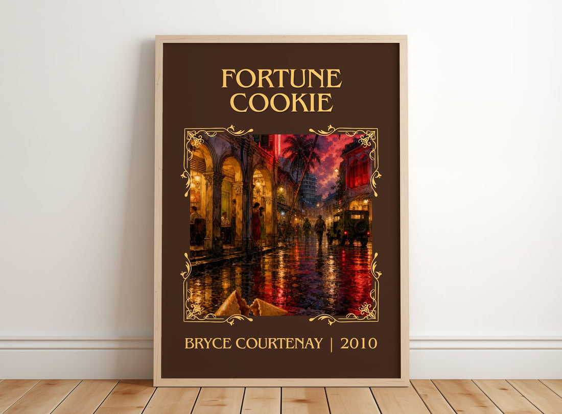 Fortune Cookie classic book art print in frame leaning in hallway – thriller wall art