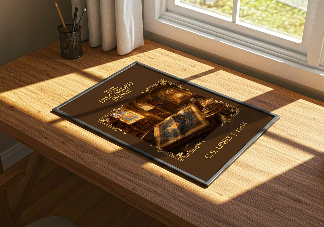 The Discarded Image Classic Book Art Print by C.S. Lewis – print on a sunlit desk
