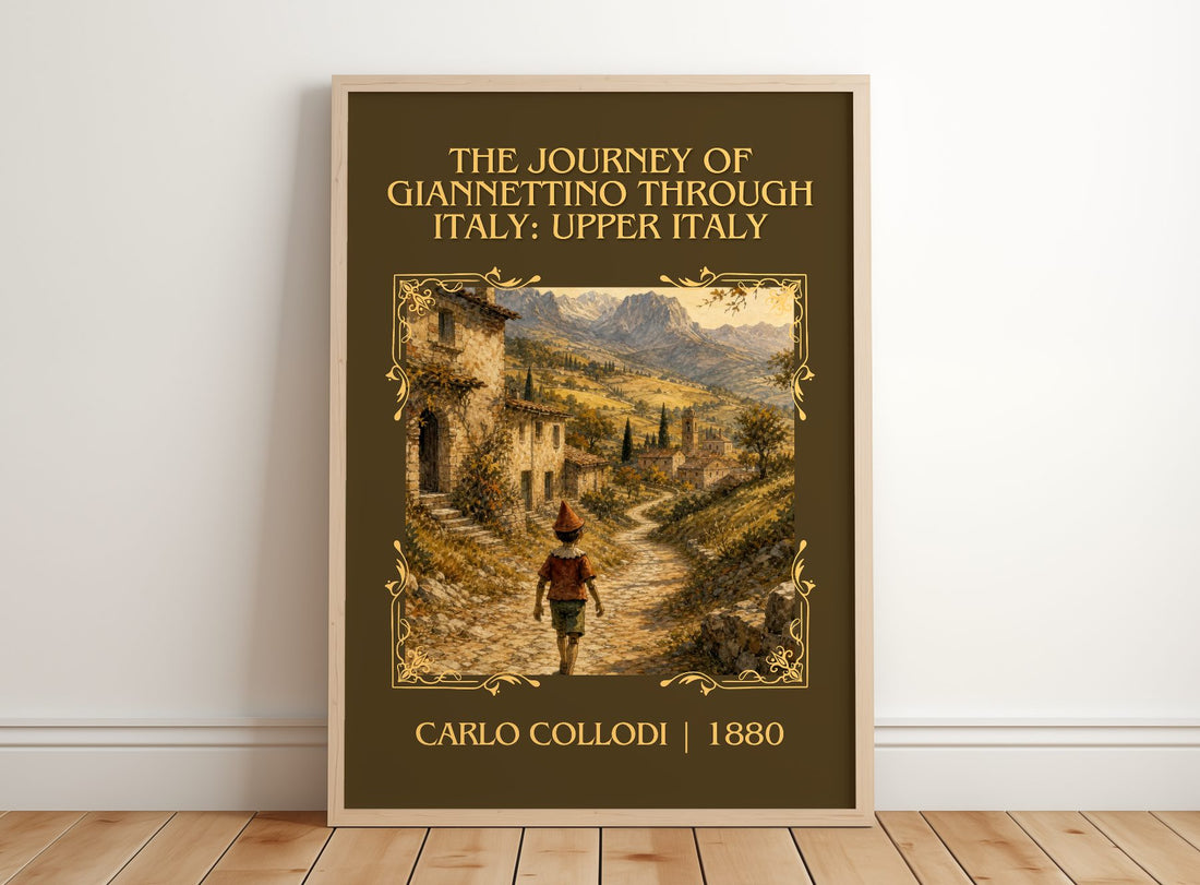 Journey Of Giannettino Through Italy: Upper Italy Classic Book Art – framed print leaning on a wooden floor