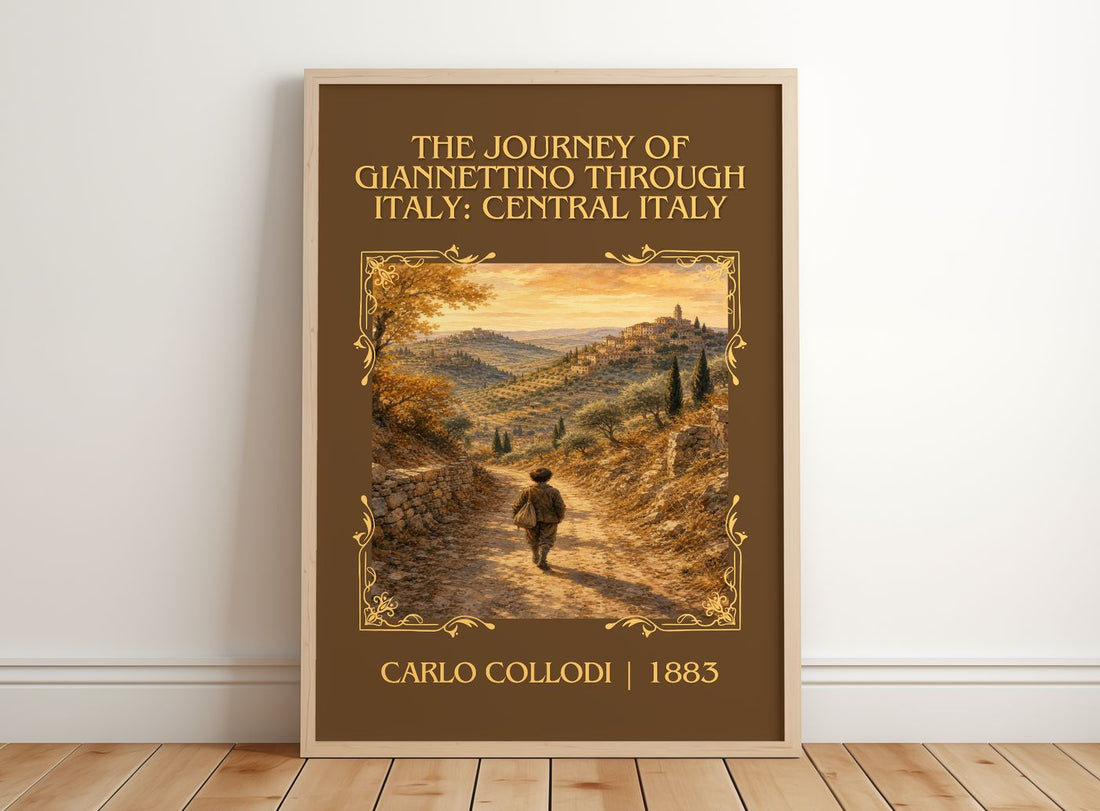 Journey Of Giannettino Through Italy: Central Italy Classic Book Art – framed print leaning on a wooden floor