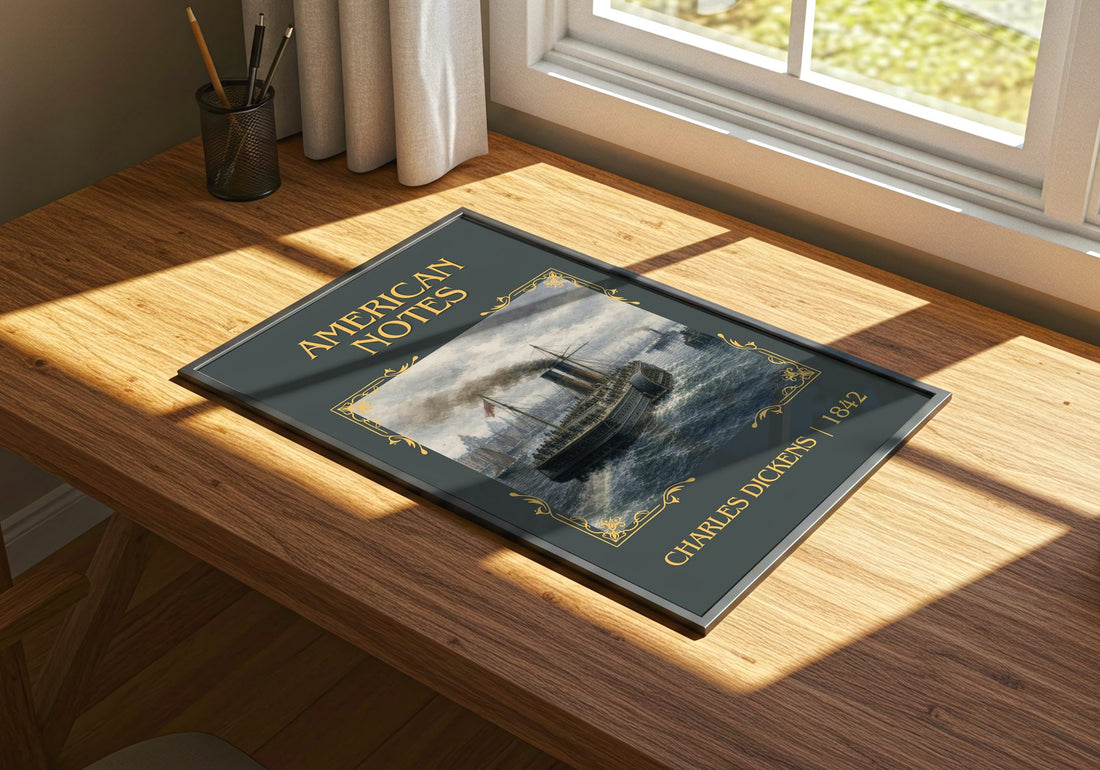 American Notes Classic Book Art Print by Charles Dickens – print on a sunlit desk