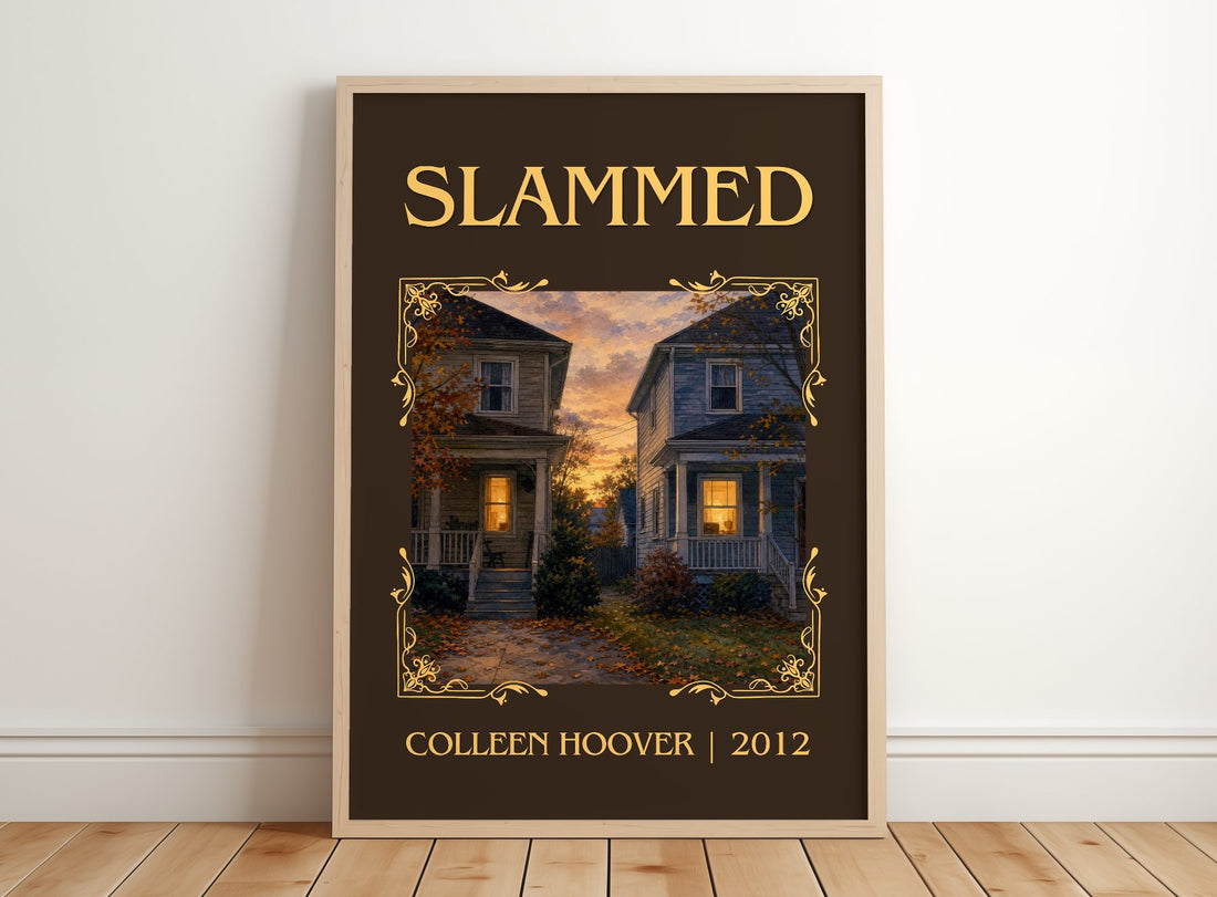 Slammed Classic Book Art Print by Colleen Hoover – framed print leaning on a wooden floor