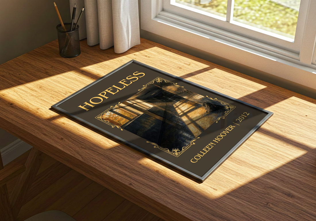 Hopeless Classic Book Art Print by Colleen Hoover – print on a sunlit desk