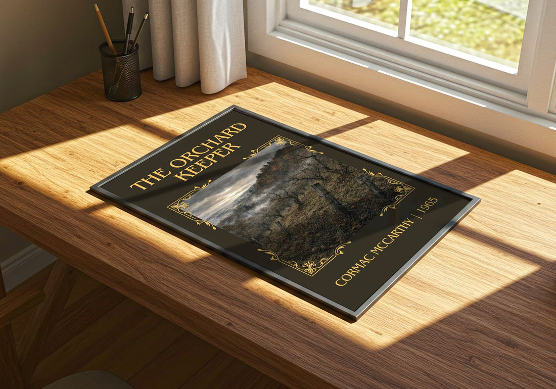 The Orchard Keeper Classic Book Art Print by Cormac Mccarthy – print on a sunlit desk