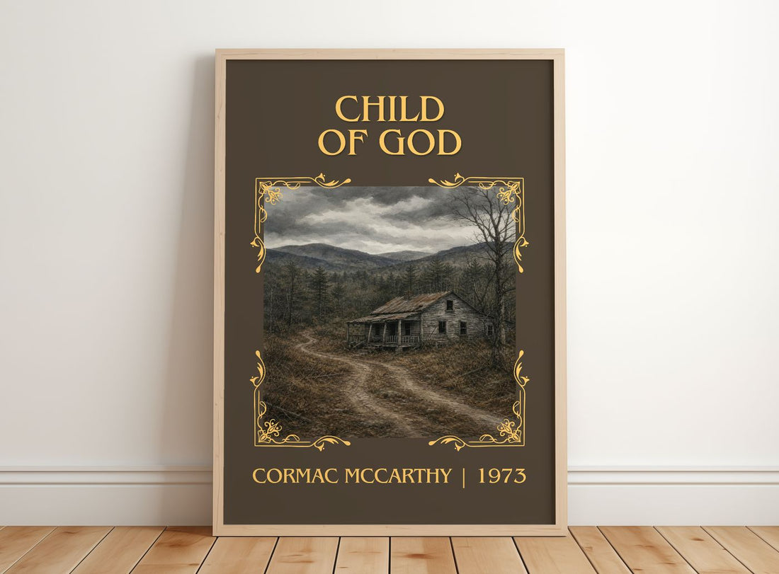 Child Of God Classic Book Art Print by Cormac Mccarthy – framed print leaning on a wooden floor