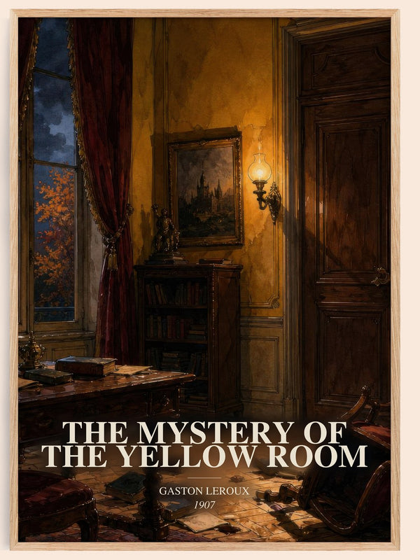 The Mystery Of The Yellow Room watercolour book poster by Gaston Leroux – framed literary art print