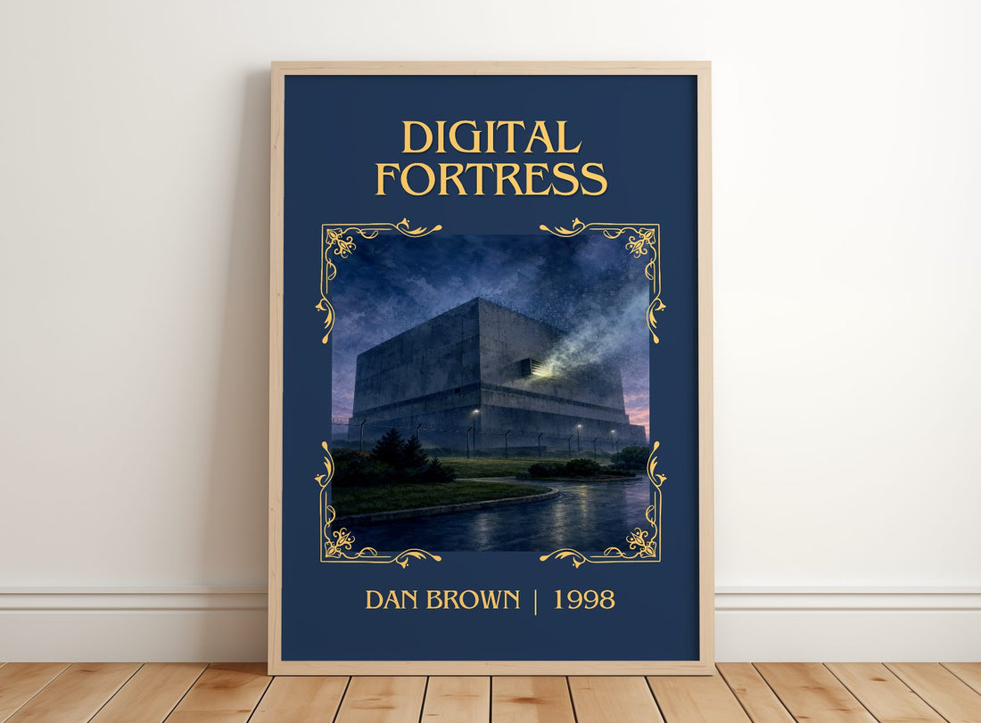 Digital Fortress Classic Book Art Print by Dan Brown – framed print leaning on a wooden floor