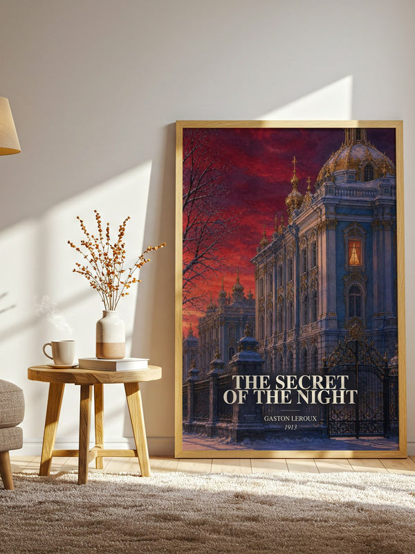 The Secret Of The Night watercolour print in frame leaning in hallway – mystery wall art