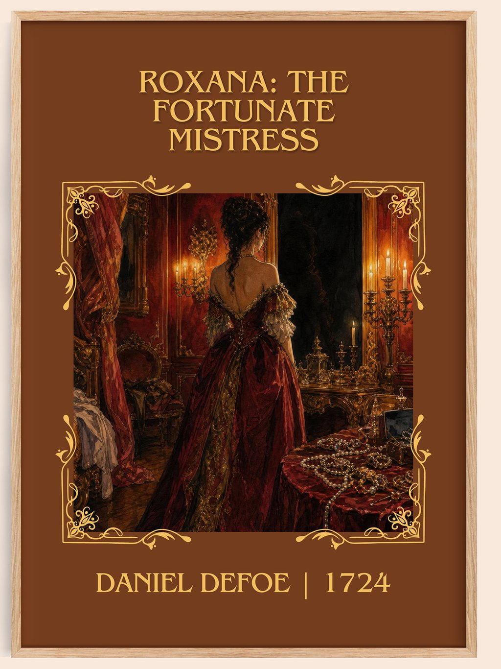 Roxana: The Fortunate Mistress Classic Book Art Print by Daniel Defoe – book poster