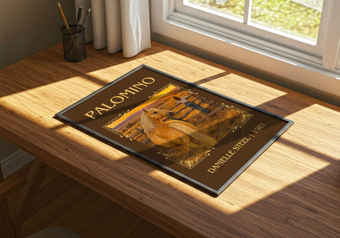 Palomino Classic Book Art Print by Danielle Steel – print on a sunlit desk