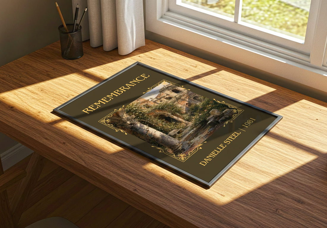 Remembrance Classic Book Art Print by Danielle Steel – print on a sunlit desk