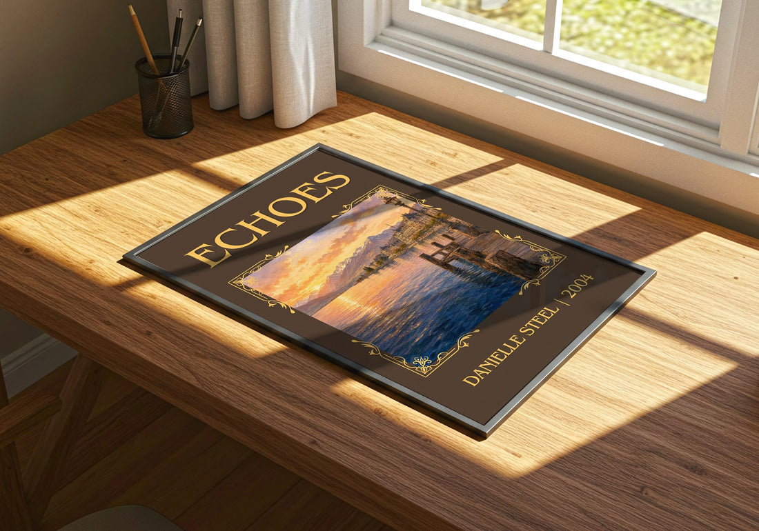 Echoes Classic Book Art Print by Danielle Steel – print on a sunlit desk