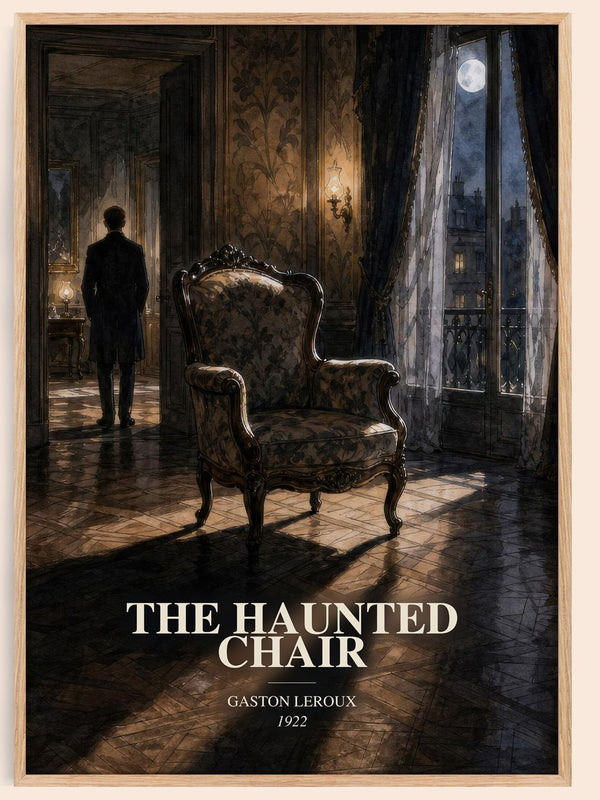 The Haunted Chair watercolour book poster by Gaston Leroux – framed literary art print