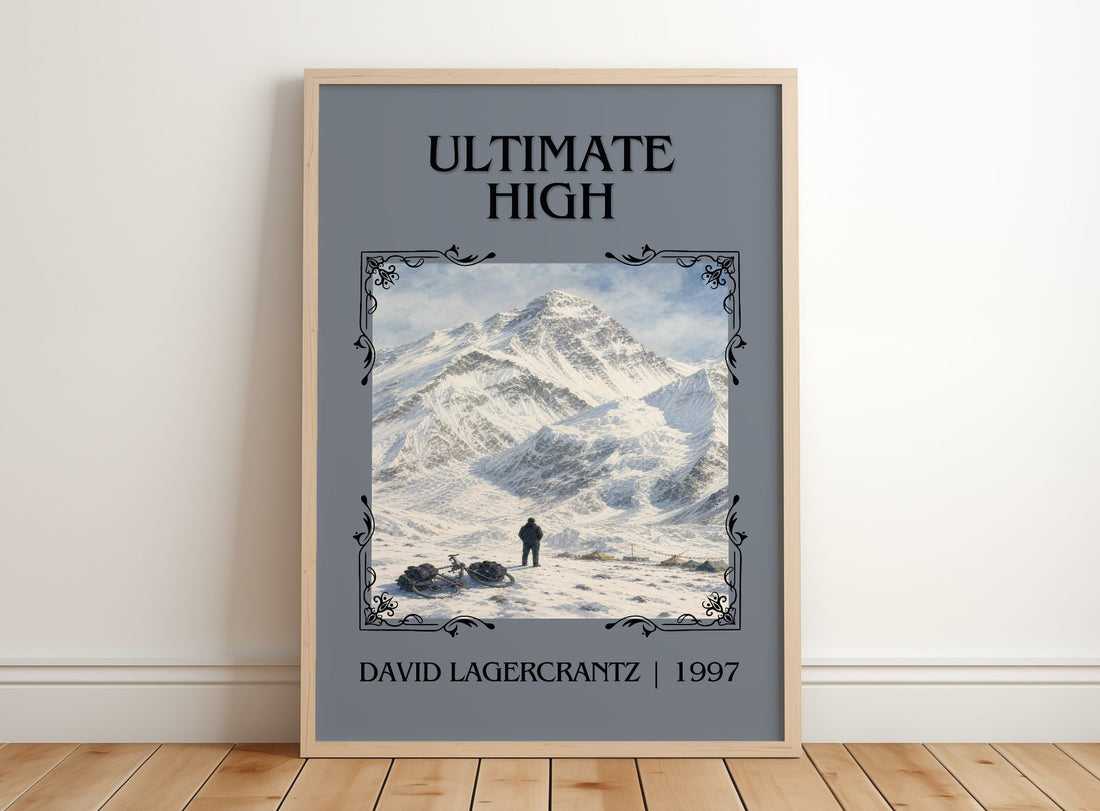 Ultimate High Classic Book Art Print by David Lagercrantz – framed print leaning on a wooden floor
