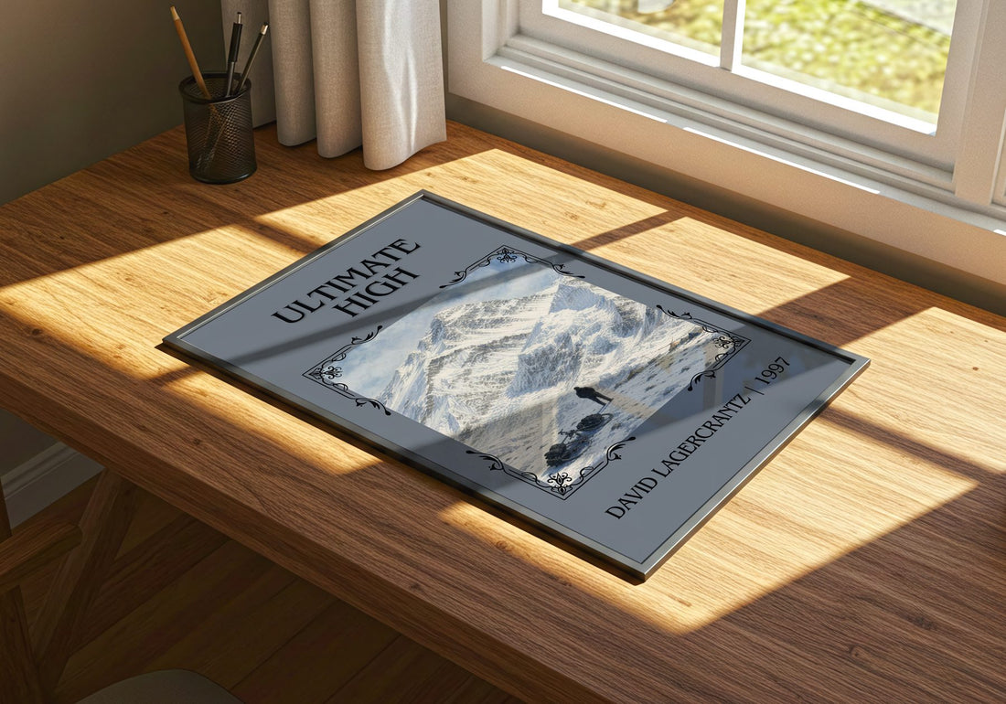 Ultimate High Classic Book Art Print by David Lagercrantz – print on a sunlit desk