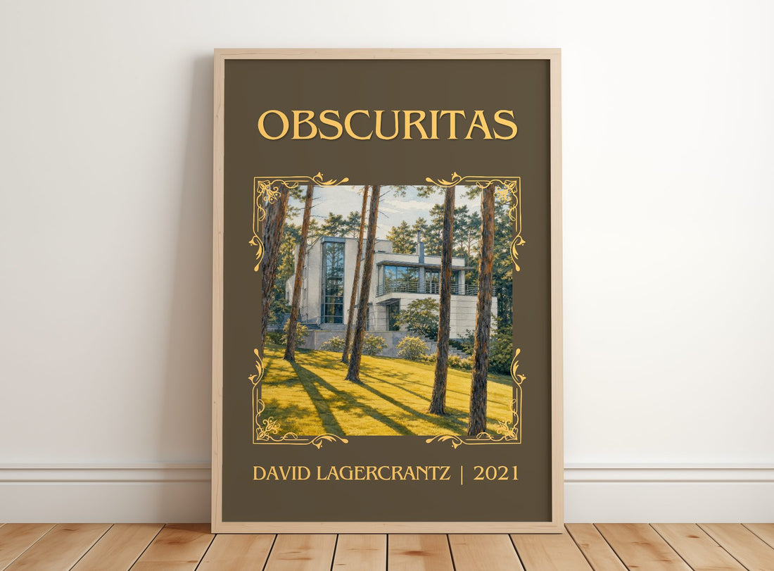 Obscuritas Classic Book Art Print by David Lagercrantz – framed print leaning on a wooden floor