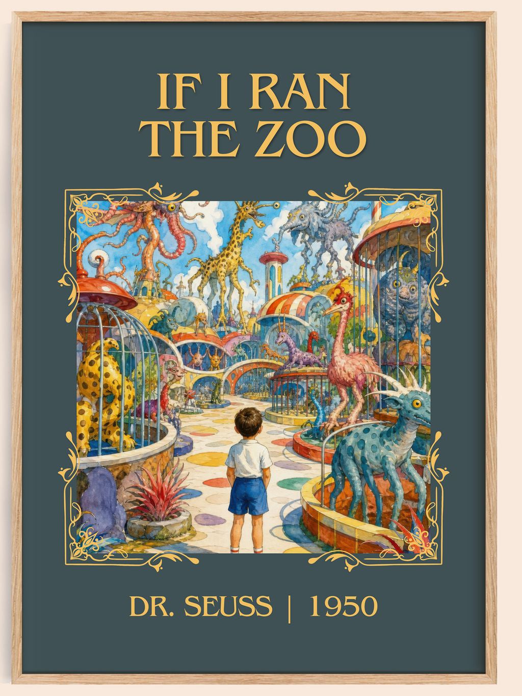 If I Ran The Zoo Classic Book Art Print by Dr. Seuss – book poster