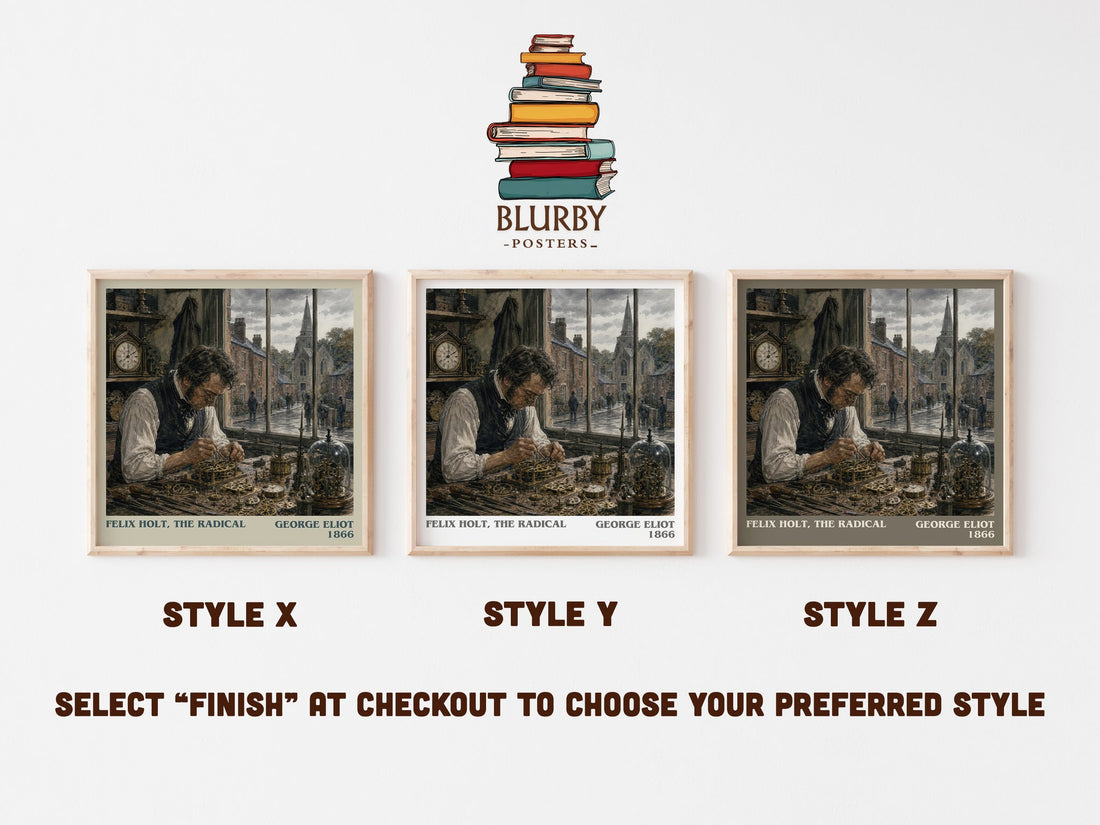 Felix Holt, The Radical literary print in frame leaning in hallway – classic literature wall art (mockup)