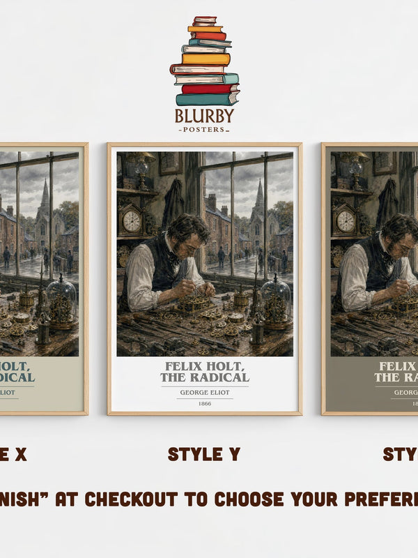Felix Holt, The Radical book cover print in frame leaning in hallway – classic literature wall art