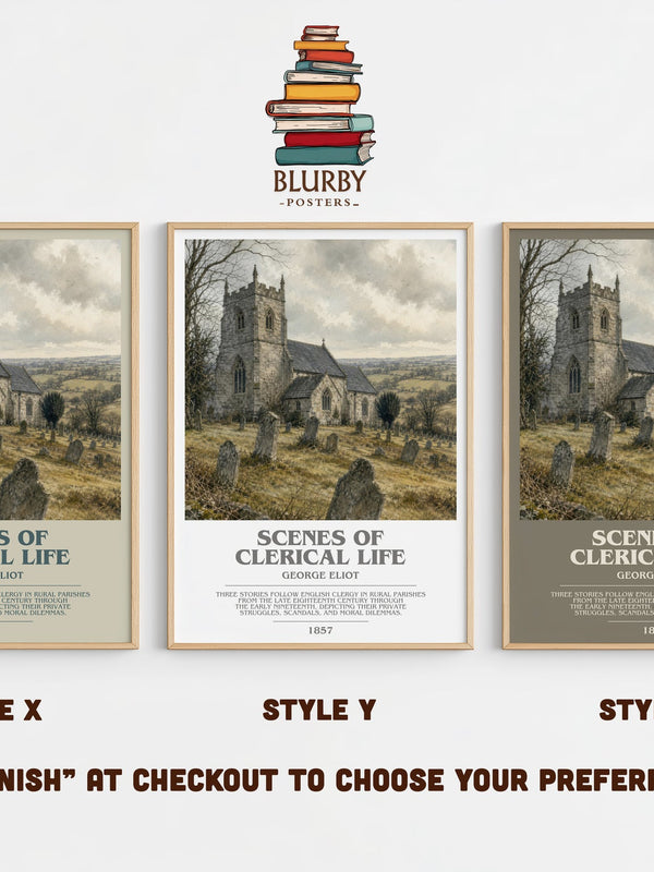 Scenes Of Clerical Life bookish print in frame leaning in hallway – classic literature wall art