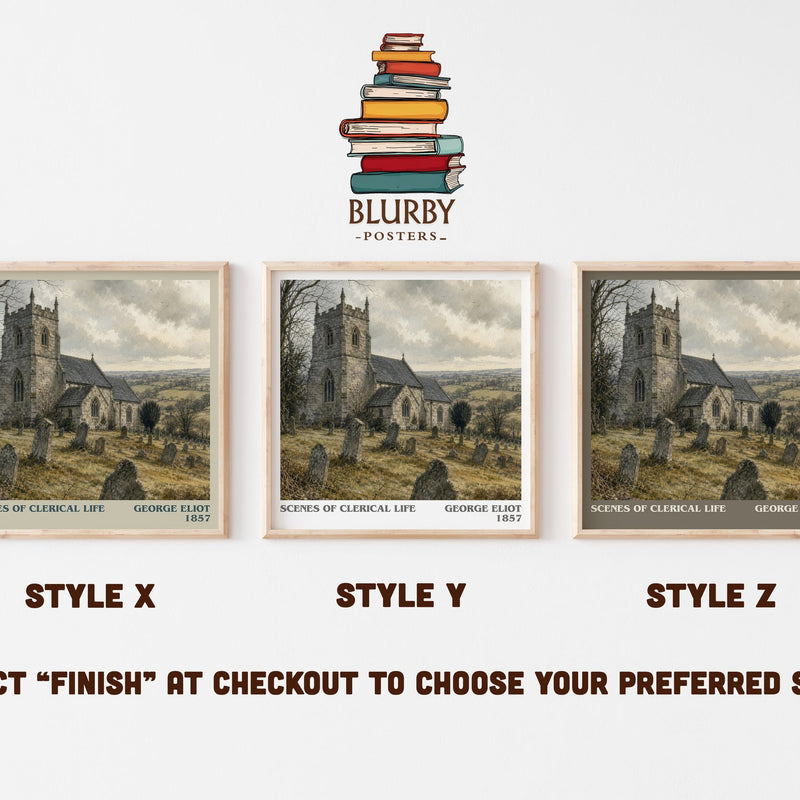 Scenes Of Clerical Life literary print in frame leaning in hallway – classic literature wall art