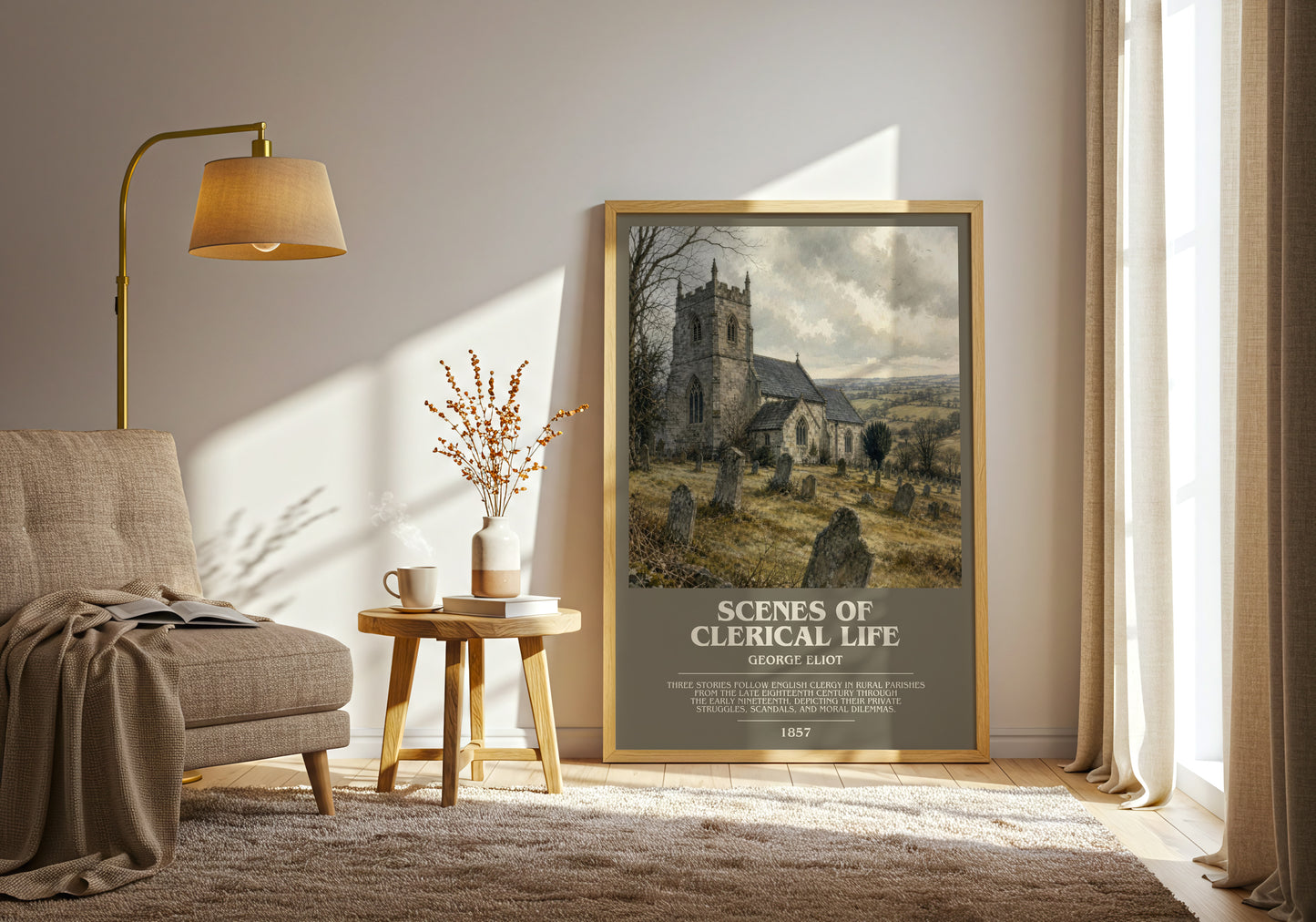Scenes Of Clerical Life bookish print on bookshelf – George Eliot fan gift