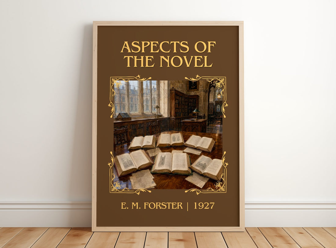 Aspects Of The Novel Classic Book Art Print by E. M. Forster – framed print leaning on a wooden floor