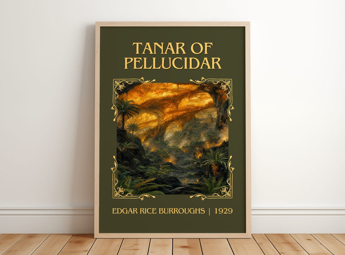 Tanar Of Pellucidar Classic Book Art Print by Edgar Rice Burroughs – framed print leaning on a wooden floor