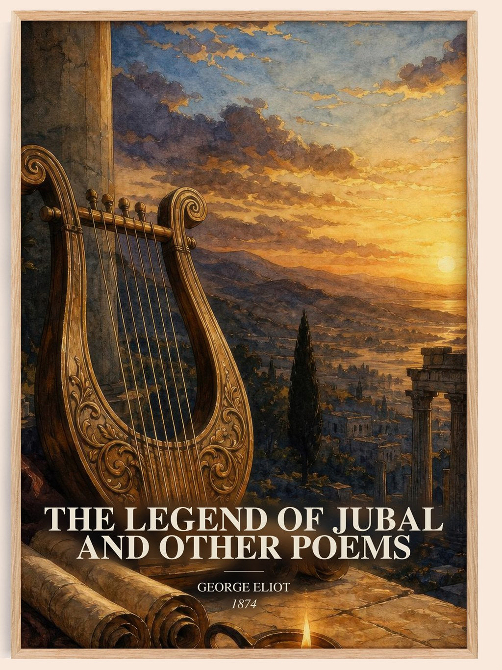 The Legend Of Jubal And Other Poems watercolour book poster by George Eliot – framed literary art print