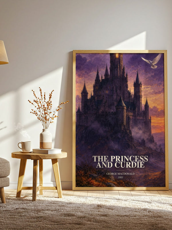 The Princess And Curdie watercolour print in frame leaning in hallway – childrens wall art