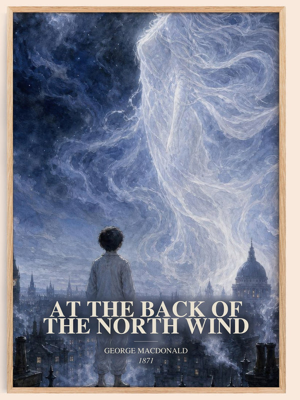 At The Back Of The North Wind watercolour book poster by George Macdonald – framed literary art print