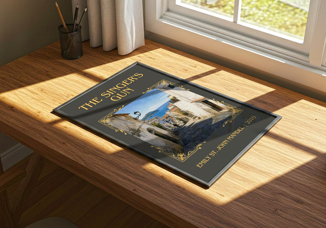 The Singer'S Gun Classic Book Art Print by Emily St. John Mandel – print on a sunlit desk