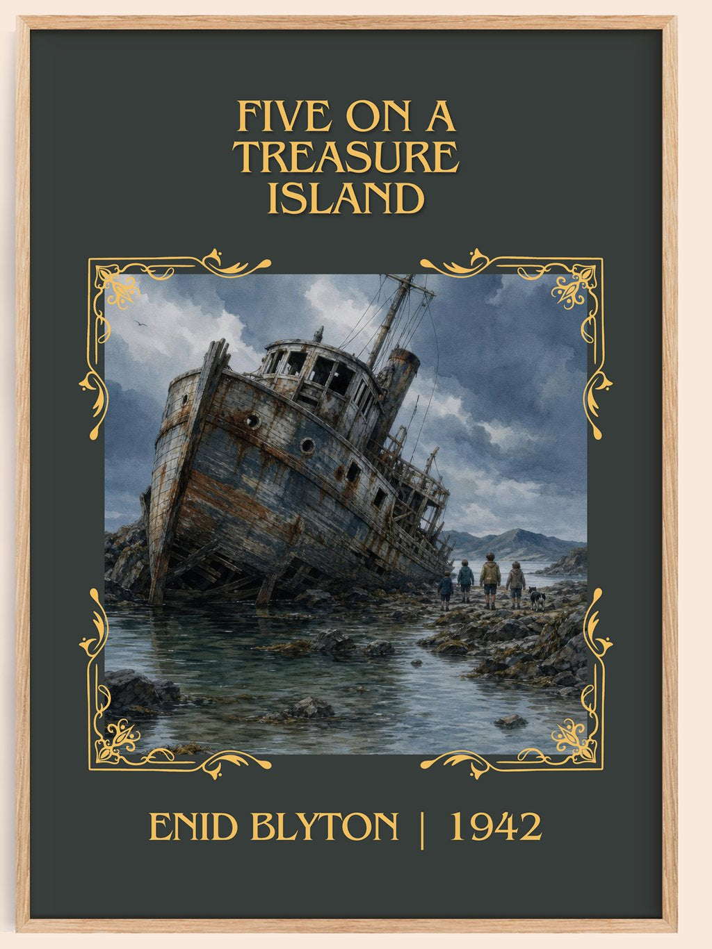 Five On A Treasure Island Classic Book Art Print by Enid Blyton – book poster