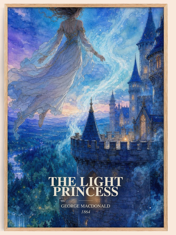 The Light Princess watercolour book poster by George Macdonald – framed literary art print