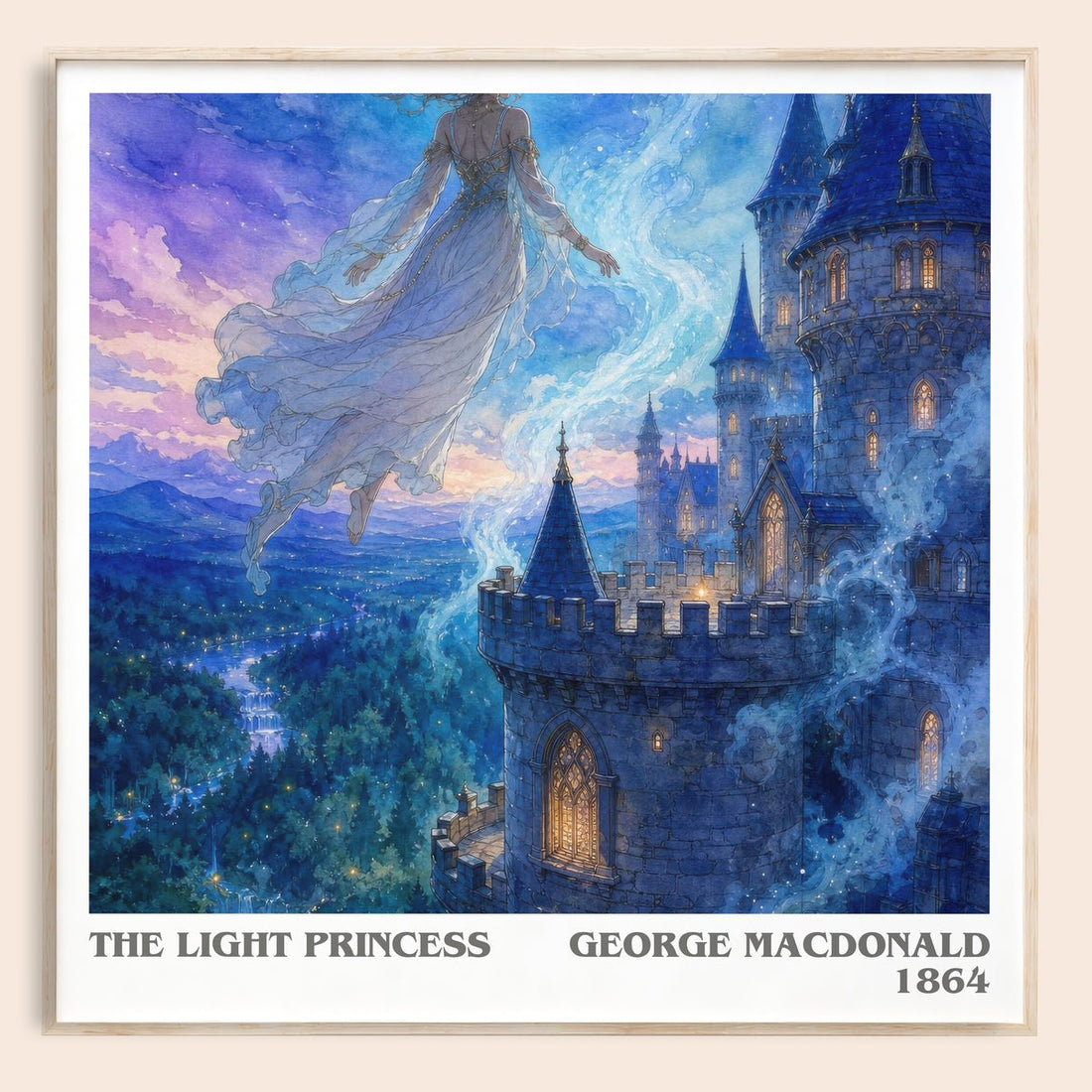 The Light Princess literary book poster by George Macdonald – framed literary art print