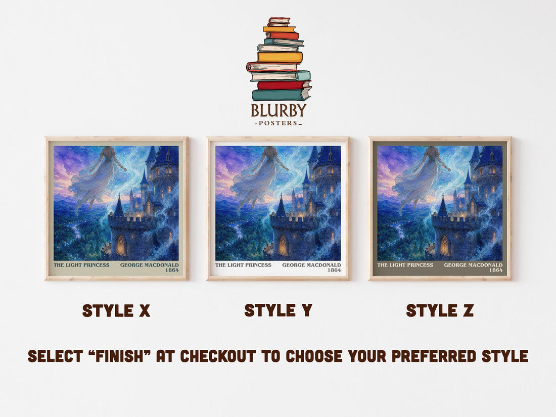 The Light Princess literary print in frame leaning in hallway – childrens wall art (mockup)