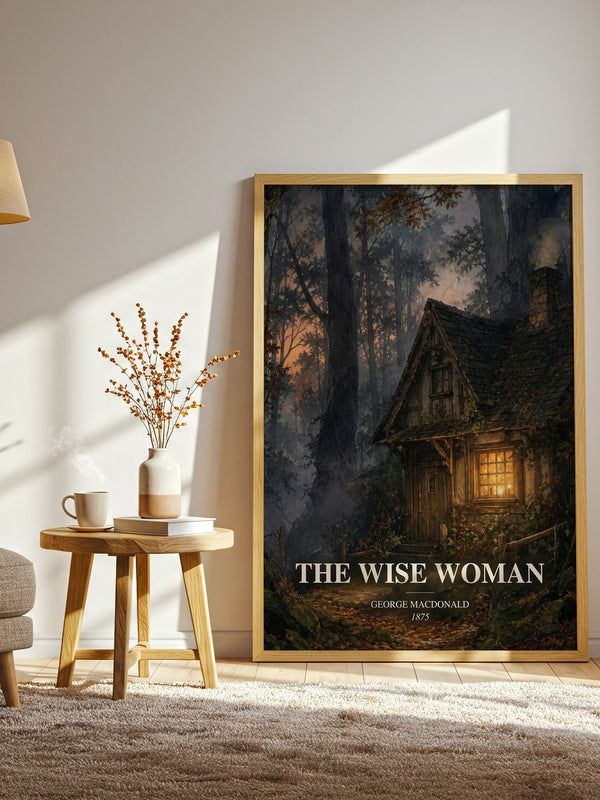 The Wise Woman watercolour print in frame leaning in hallway – fantasy wall art