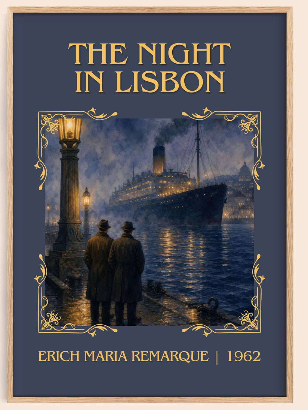 The Night In Lisbon Classic Book Art Print by Erich Maria Remarque – book poster