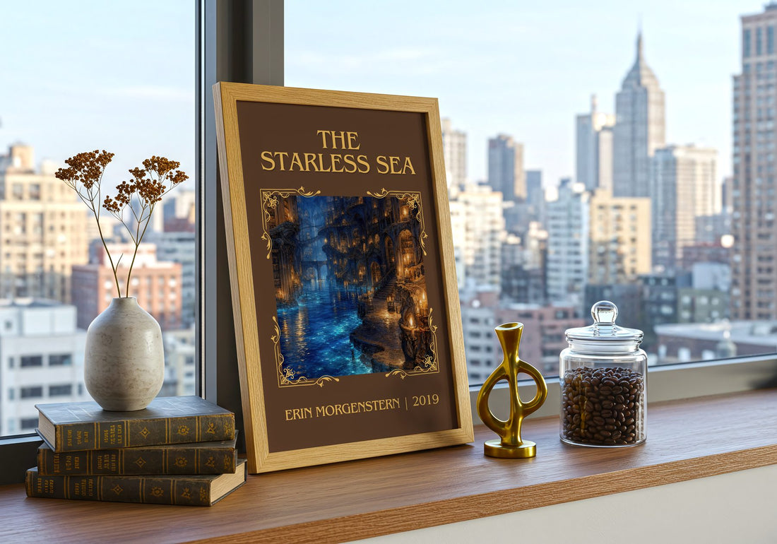 The Starless Sea Classic Book Art Print by Erin Morgenstern – framed print on a city-view windowsill