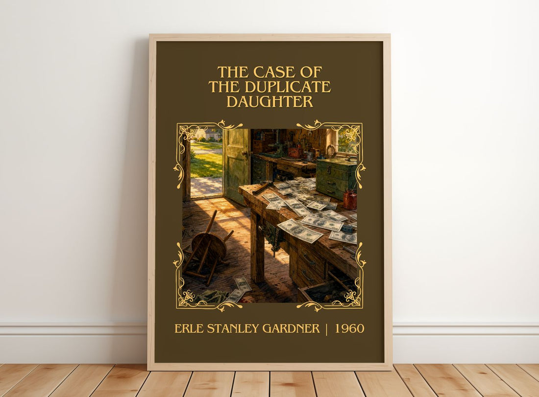 Case Of The Duplicate Daughter Classic Book Art Print by E. Gardner – framed print leaning on a wooden floor