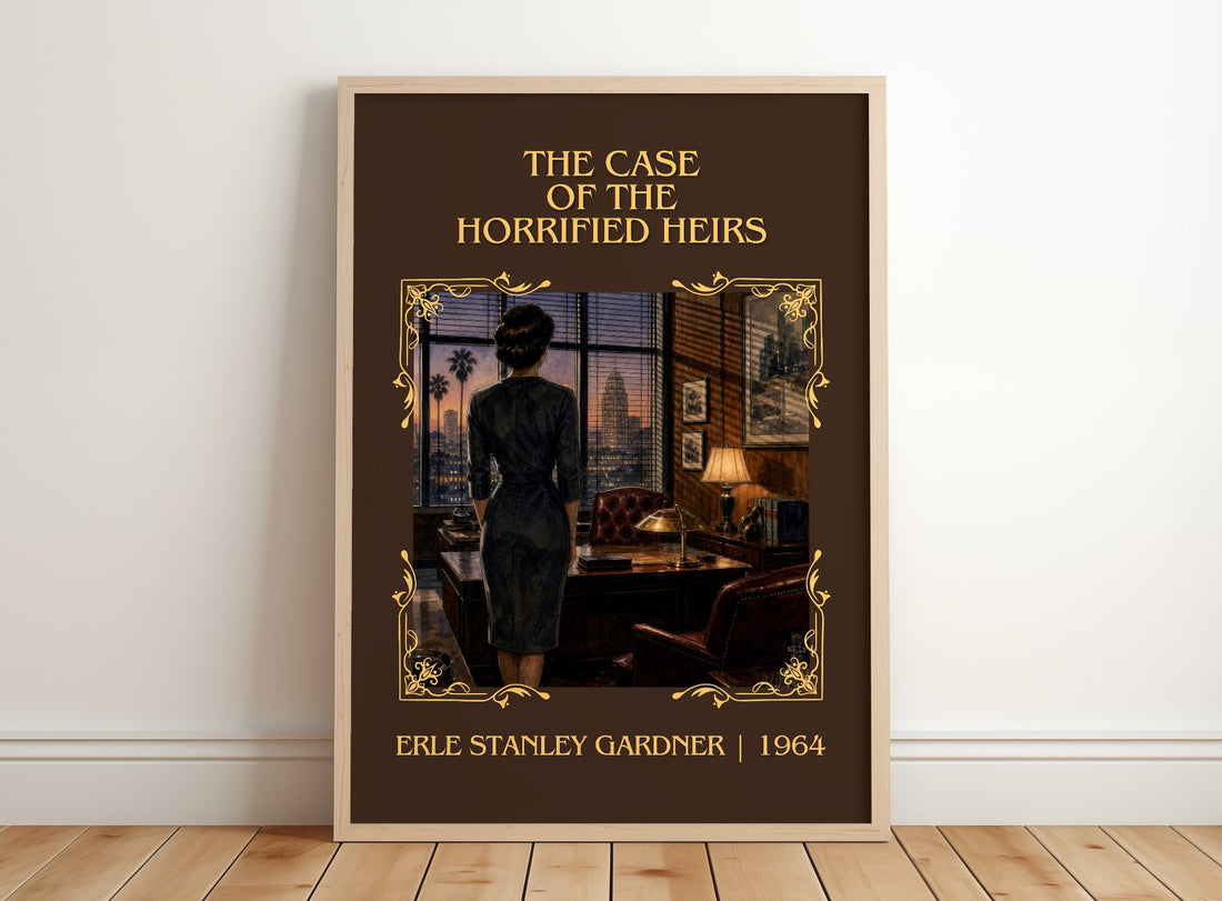 Case Of The Horrified Heirs Classic Book Art Print by E. Gardner – framed print leaning on a wooden floor