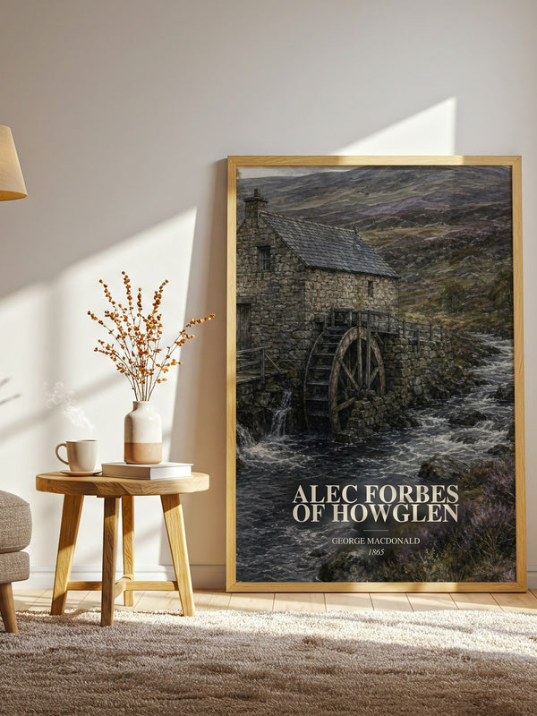 Alec Forbes Of Howglen watercolour print in frame leaning in hallway – literary fiction wall art