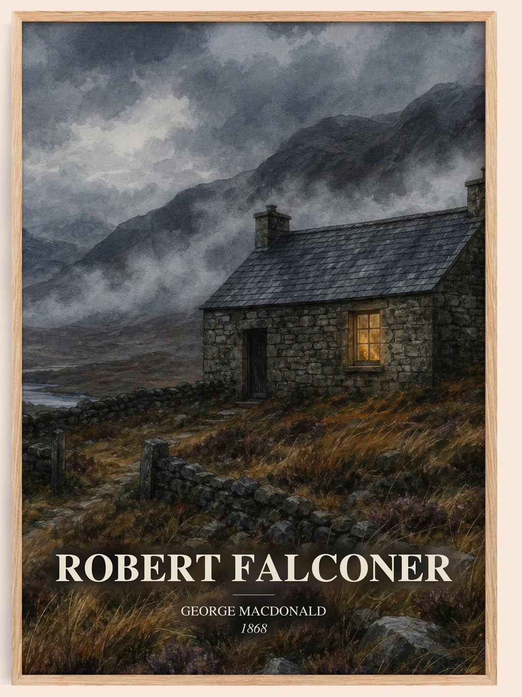 Robert Falconer watercolour book poster by George Macdonald – framed literary art print