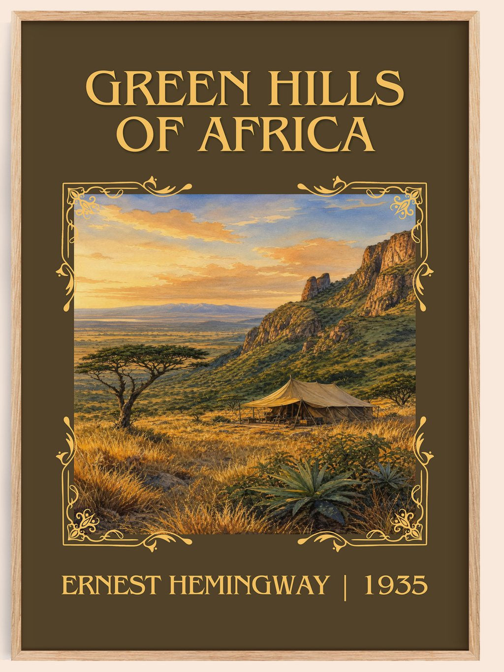 Green Hills Of Africa Classic Book Art Print by Ernest Hemingway – book poster
