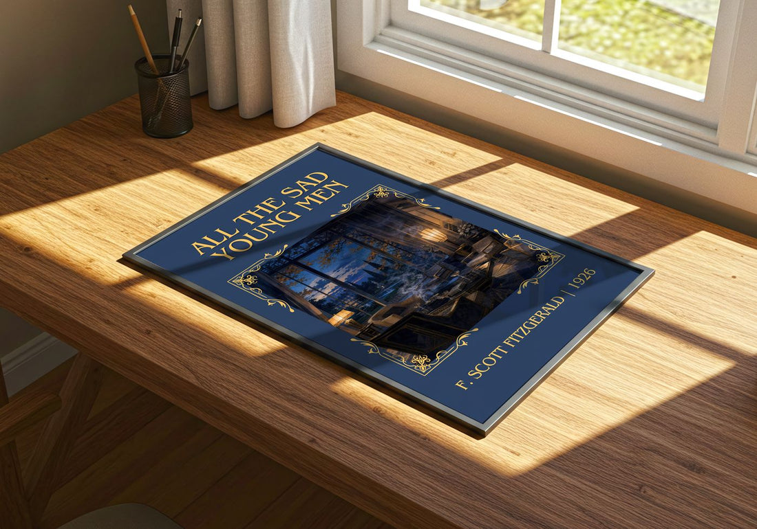 All The Sad Young Men Classic Book Art Print by F. Scott Fitzgerald – print on a sunlit desk