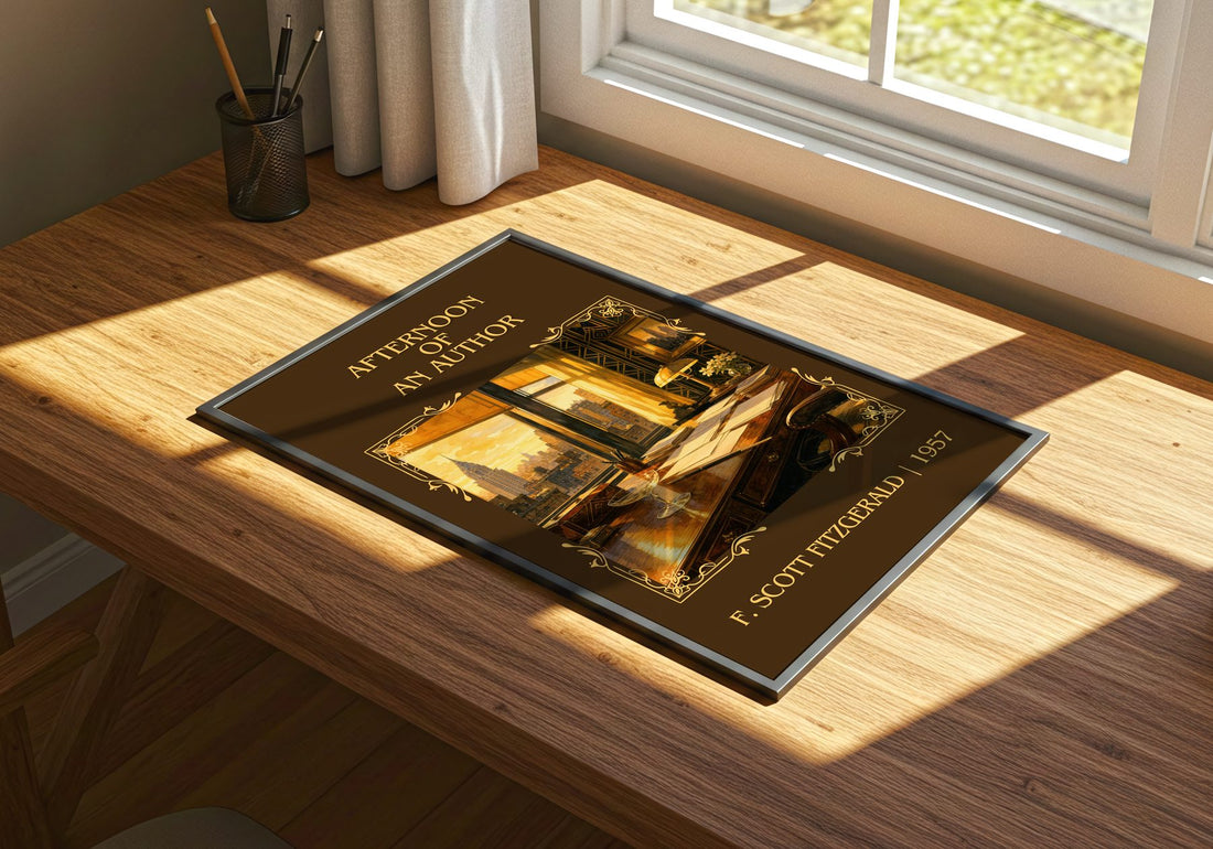Afternoon Of An Author Classic Book Art Print by F. Scott Fitzgerald – print on a sunlit desk